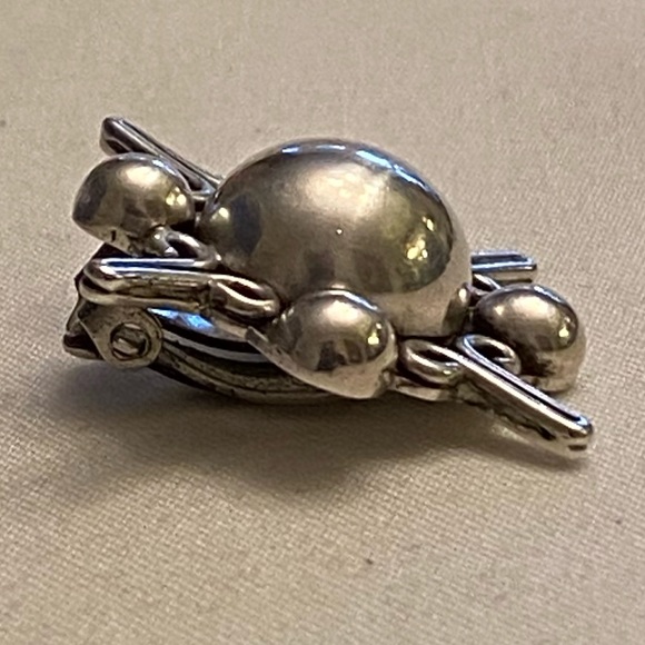 Vintage MEXICO 925 Sterling Silver 1.25" Round Bubble Clip On Earrings 17 Grams - Picture 7 of 7